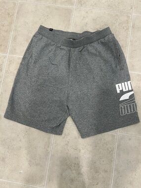 Puma Men's Heather Gray Athletic Sweatshorts with Logo